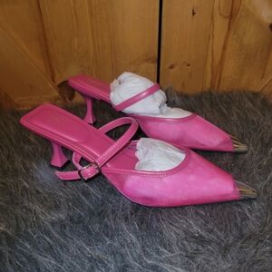 Cosy Island  Pointed Toe Mesh Heels Mules Shoes 8.5 Hot Pink New Without Tags